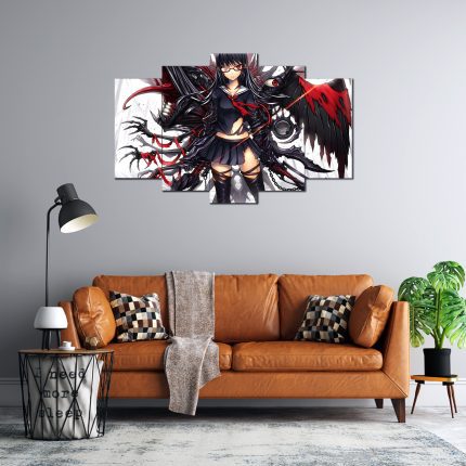 Silahlı Mekanik Kız Desenli 5 Parça MDF Tablo