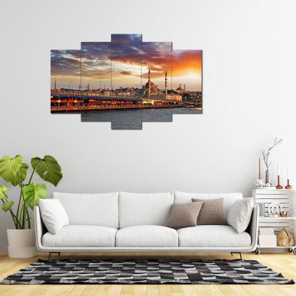 Haliç Köprüsü Manzaralı 5 Parça MDF Tablo