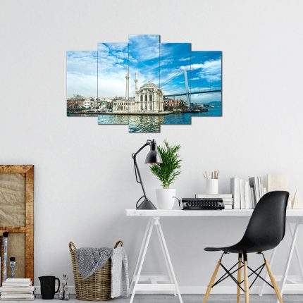 Ortaköy Camii Manzaralı 5 Parça MDF Tablo