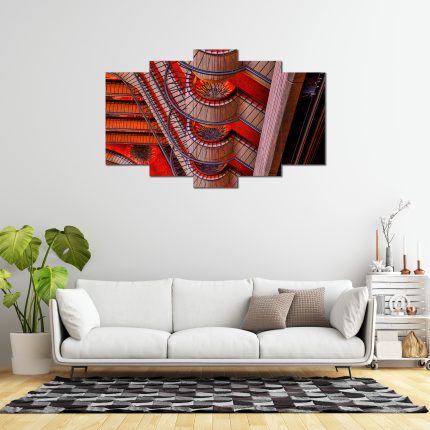 Simetrik Merdivenler Desenli 5 Parça MDF Tablo