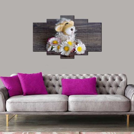 Papatya Ayıcık Desenli 5 Parça MDF Tablo