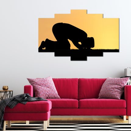 Namaz Kılan Adam Desenli 5 Parça MDF Tablo