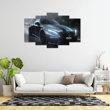 Mercedes Görselli 5 Parça MDF Tablo