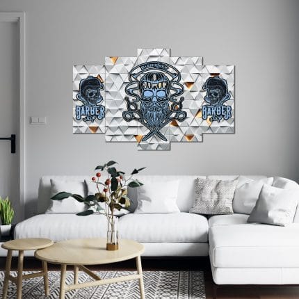 Berber - Kuaför Tasarımlı 5 Parça MDF Tablo