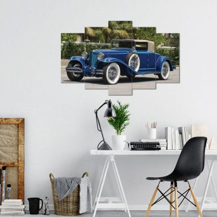 Antika Klasik Araba Görselli 5 Parça MDF Tablo